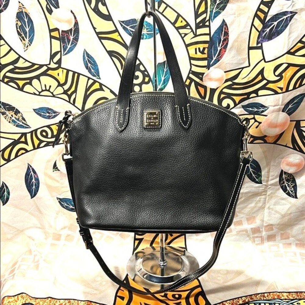 Dooney & Bourke Black Pebbled Leather Domed Satchel